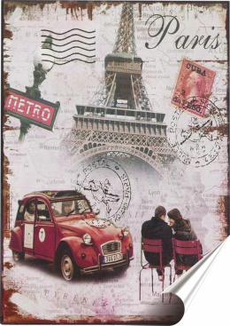 Paryż Plakat Samoprzylepny Plakietka(motyw metalowego szyldu)#03115