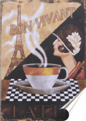 Kawa Plakat Samoprzylepny Retro Plakietka(motyw metalowego szyldu)#03174