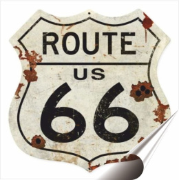 Route 66 Plakat Samoprzylepny Plakietka(motyw metalowego szyldu)#03207