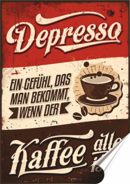 Kawa Plakat Samoprzylepny Retro Plakietka(motyw metalowego szyldu)#03236