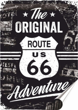 Route 66 Plakat Samoprzylepny Plakietka(motyw metalowego szyldu)#03275
