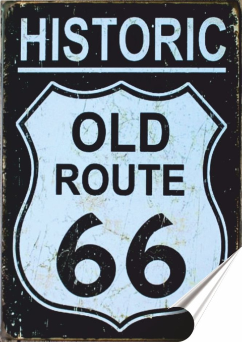 Route 66 Plakat Samoprzylepny Plakietka(motyw metalowego szyldu)#03407