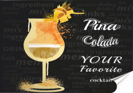 Pina Colada Plakat Samoprzylepny Plakietka(motyw metalowego szyldu)#03633