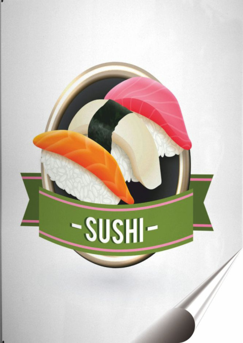 Sushi Plakat Samoprzylepny Retro Plakietka(motyw metalowego szyldu)#03827