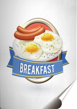 Śniadanie Plakat Samoprzylepny Plakietka(motyw metalowego szyldu)#03828