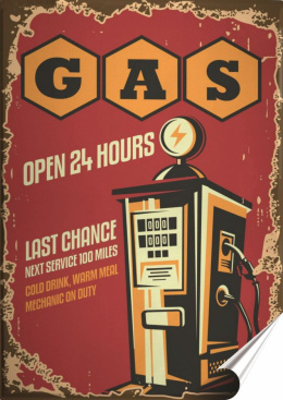 Gas Plakat Samoprzylepny Retro Plakietka(motyw metalowego szyldu)#04641