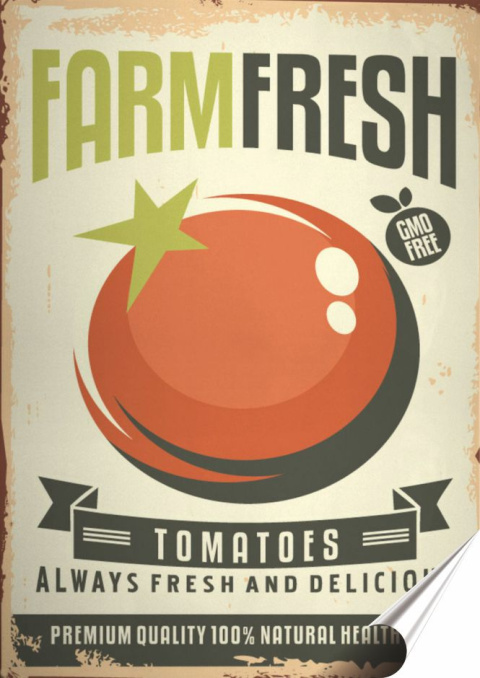 Pomidor Plakat Samoprzylepny Plakietka(motyw metalowego szyldu)#04647