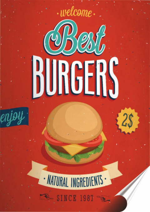 Burgers Plakat Samoprzylepny Plakietka(motyw metalowego szyldu)#04677