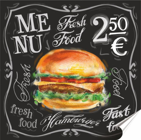 Fast Food Plakat Samoprzylepny Plakietka(motyw metalowego szyldu)#04882