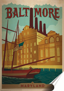 Baltimore Plakat Samoprzylepny Plakietka(motyw metalowego szyldu)#04907