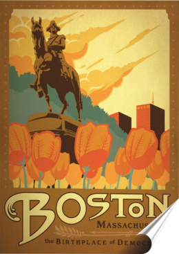Boston Plakat Samoprzylepny Plakietka(motyw metalowego szyldu)#04908