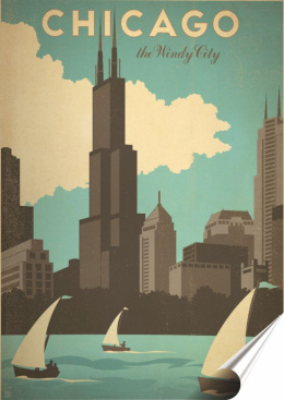 Chicago Plakat Samoprzylepny Plakietka(motyw metalowego szyldu)#04914