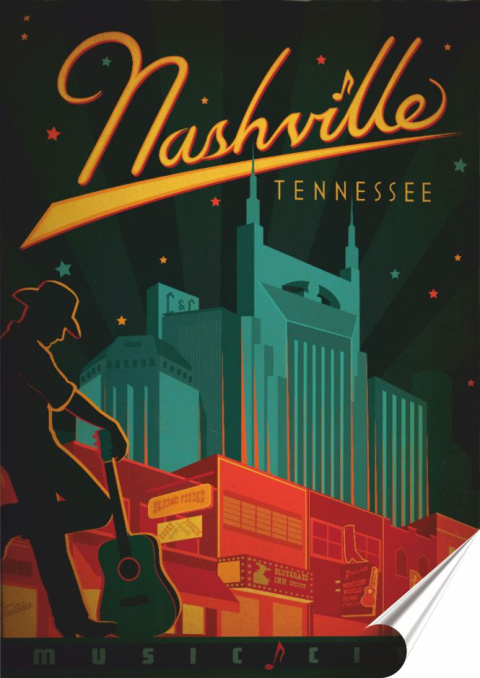 Nashville Plakat Samoprzylepny Plakietka(motyw metalowego szyldu)#04916