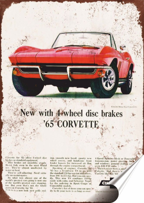 Corvette Plakat Samoprzylepny Plakietka(motyw metalowego szyldu)#05352