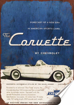 Corvette Plakat Samoprzylepny Plakietka(motyw metalowego szyldu)#05372