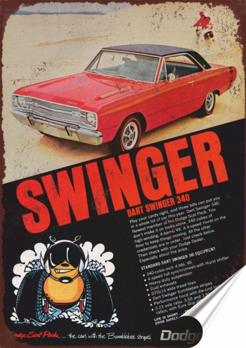 Dodge Garaż Plakat Samoprzylepny Plakietka(motyw metalowego szyldu)#05395