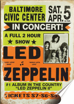 Led Zeppelin Plakat Samoprzylepny Plakietka(motyw metalowego szyldu)#05593