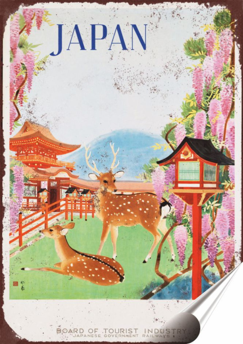 Japonia Plakat Samoprzylepny Plakietka(motyw metalowego szyldu)#05723