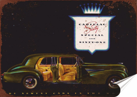 Cadillac Plakat Samoprzylepny Plakietka(motyw metalowego szyldu)#06021