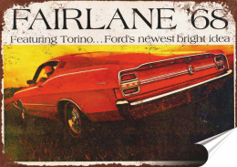 Ford Torino Plakat Samoprzylepny Plakietka(motyw metalowego szyldu)#05780