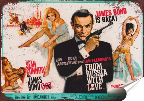 007 Bond Plakat Samoprzylepny Plakietka(motyw metalowego szyldu)#06092
