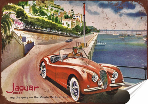 Jaguar Plakat Samoprzylepny Retro Plakietka(motyw metalowego szyldu)#06108