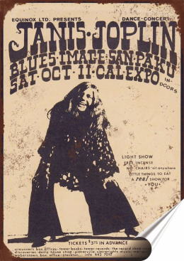 Janis Joplin Plakat Samoprzylepny Plakietka(motyw metalowego szyldu)#06151