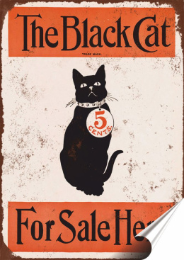 Czarny Kot Plakat Samoprzylepny Plakietka(motyw metalowego szyldu)#06336