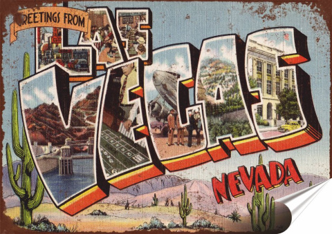 Las Vegas Plakat Samoprzylepny Plakietka(motyw metalowego szyldu)#06380