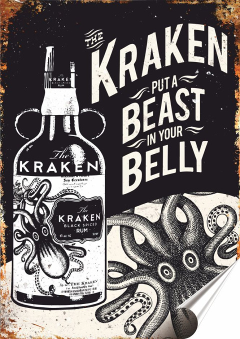 Kraken Rum Plakat Samoprzylepny Plakietka(motyw metalowego szyldu)#06892