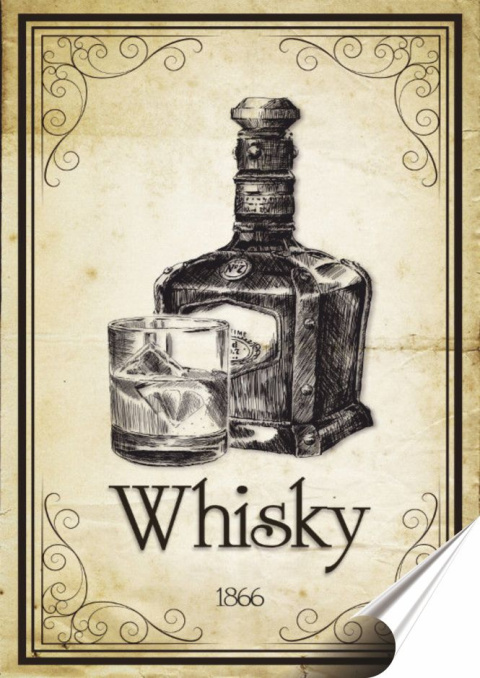 Whiskey Plakat Samoprzylepny Plakietka(motyw metalowego szyldu)#06911