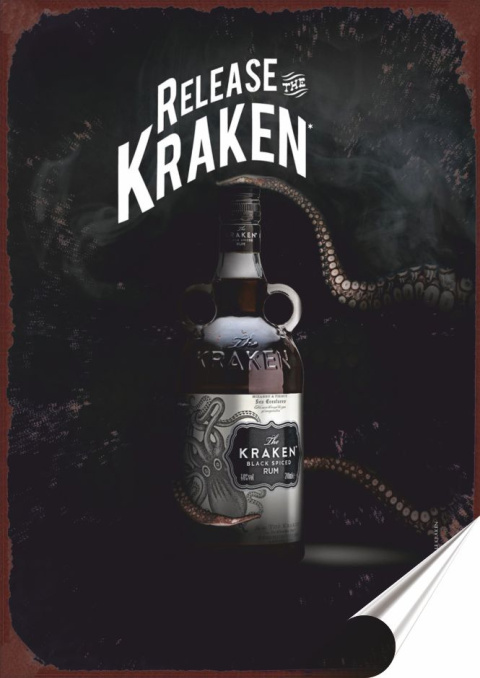 Kraken Rum Plakat Samoprzylepny Plakietka(motyw metalowego szyldu)#07116