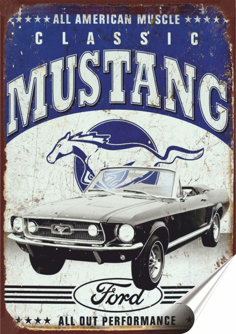 Ford Mustang Plakat Samoprzylepny Plakietka(motyw metalowego szyldu)#07119