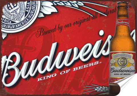 Budweiser Plakat Samoprzylepny Plakietka(motyw metalowego szyldu)#07164