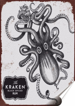 Rum Kraken Plakat Samoprzylepny Plakietka(motyw metalowego szyldu)#07179