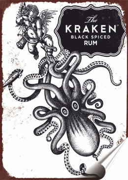 Rum Kraken Plakat Samoprzylepny Plakietka(motyw metalowego szyldu)#07180