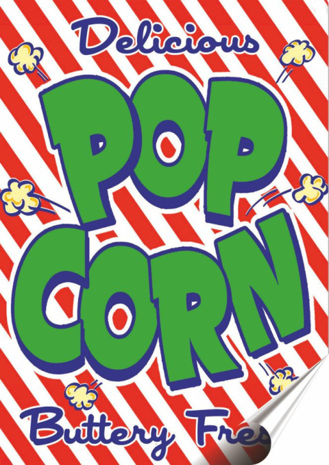 Pop Corn Plakat Samoprzylepny Plakietka(motyw metalowego szyldu)#07233