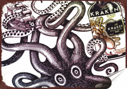 Rum Kraken Plakat Samoprzylepny Plakietka(motyw metalowego szyldu)#07251