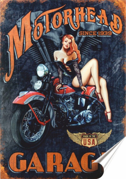 Harley Garaż Plakat Samoprzylepny Plakietka(motyw metalowego szyldu)#07266