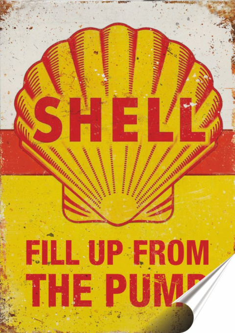 Shell Plakat Samoprzylepny Retro Plakietka(motyw metalowego szyldu)#07326