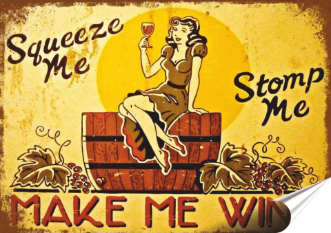 Wino Plakat Samoprzylepny Retro Plakietka(motyw metalowego szyldu)#07369