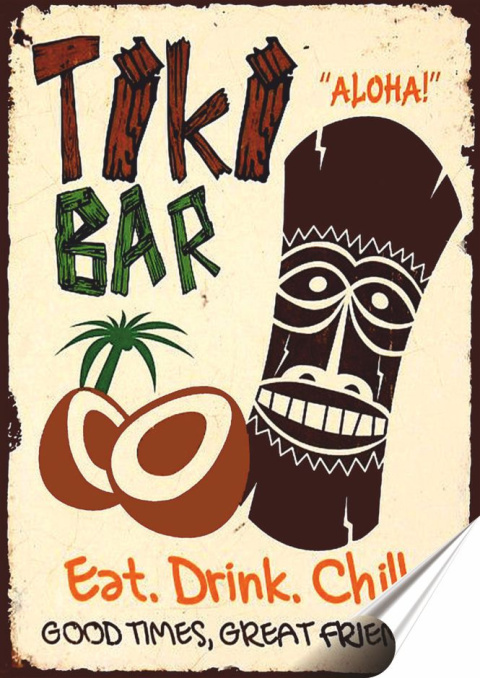 Tiki Bar Plakat Samoprzylepny Plakietka(motyw metalowego szyldu)#07422