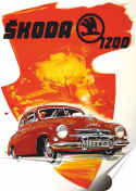 Skoda Plakat Samoprzylepny Retro Plakietka(motyw metalowego szyldu)#07455