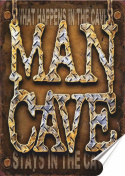 Man Cave Plakat Samoprzylepny Plakietka(motyw metalowego szyldu)#07488