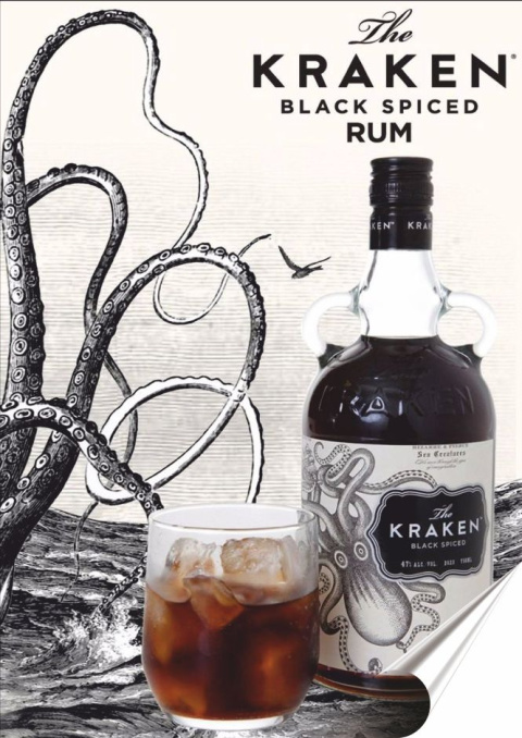 Rum Kraken Plakat Samoprzylepny Plakietka(motyw metalowego szyldu)#07560