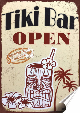 Tiki Bar Plakat Samoprzylepny Plakietka(motyw metalowego szyldu)#07623