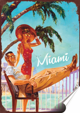 Miami Plakat Samoprzylepny Retro Plakietka(motyw metalowego szyldu)#07719