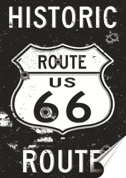 Route 66 Plakat Samoprzylepny Plakietka(motyw metalowego szyldu)#07726