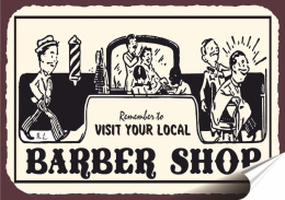 Barber Shop Plakat Samoprzylepny Plakietka(motyw metalowego szyldu)#07809