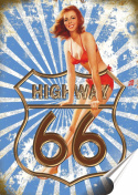 Route 66 Plakat Samoprzylepny Plakietka(motyw metalowego szyldu)#07966